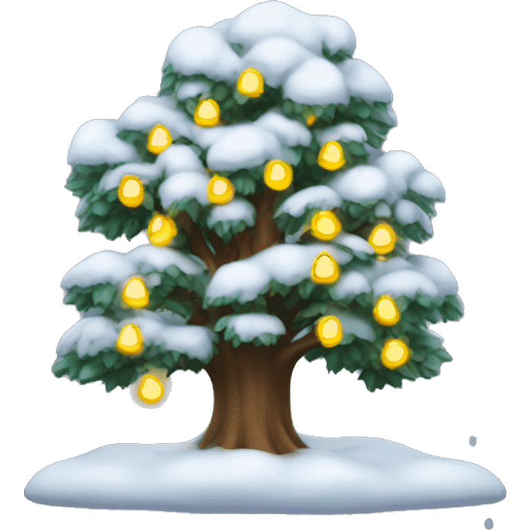 tree with snow and yellow lights  emoji