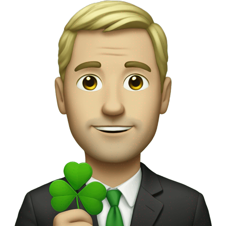 white man with clover emoji