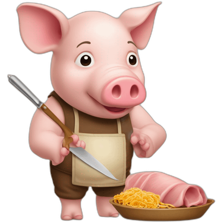 Génére moi sous forme réaliste un cochon d'inde de profil avec un pull roulé et un couteau de cuisine dans la main dans un style réaliste. emoji