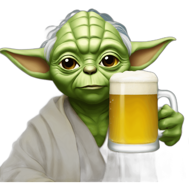 Yoda drinking a beer emoji