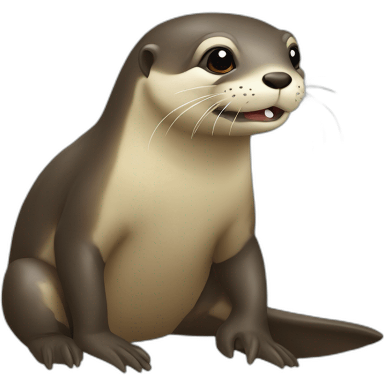 Loutre qui tape les fasses d'une tortue emoji