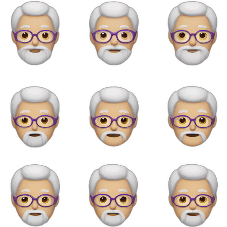 An Old Man with glasses and a purple kimono with a bit of beard ans à bit of hair emoji