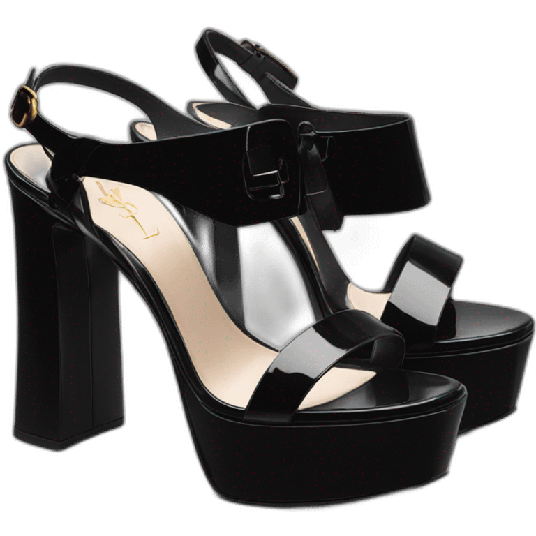 Ysl TRIBUTE PLATFORM SANDAL black PATENT LEATHER emoji