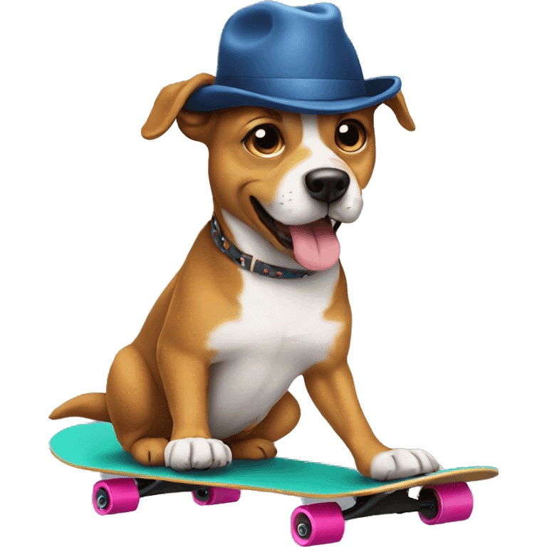 dog skateboarding with hat emoji