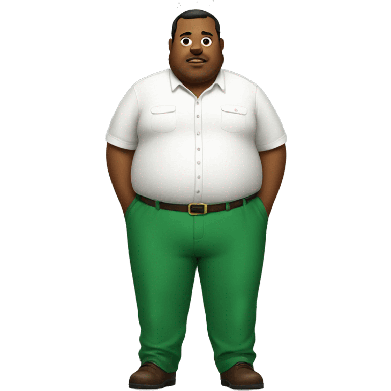 fat man wearing green pants and white button shirt  emoji