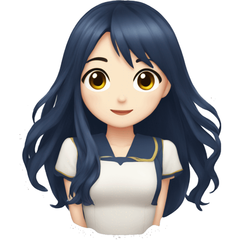 Cute anime girl with navy long hair emoji