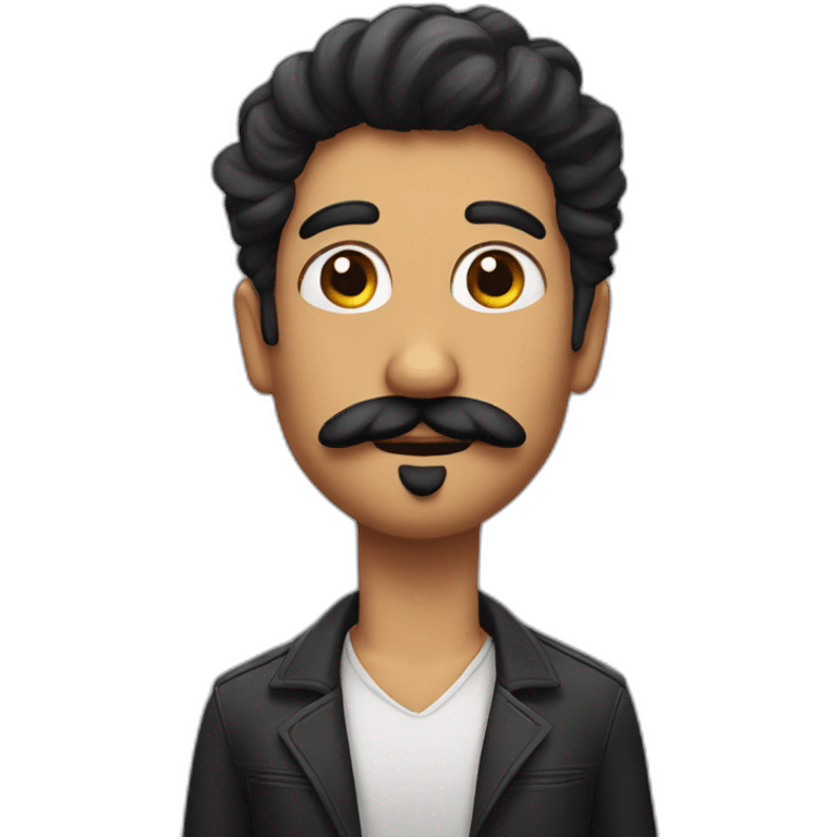 PERSONAJE CON PELO NEGRO Y BIGOTE CORTO emoji