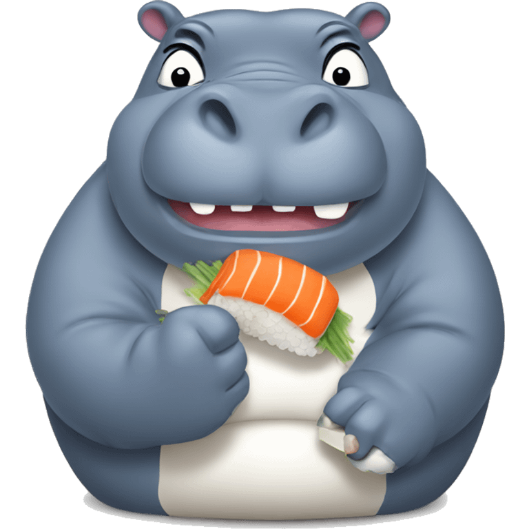 Hippo eating sushi emoji