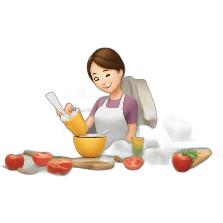 Illustrate a digital calendar with animated dates, in a busy family   kitchen." emoji