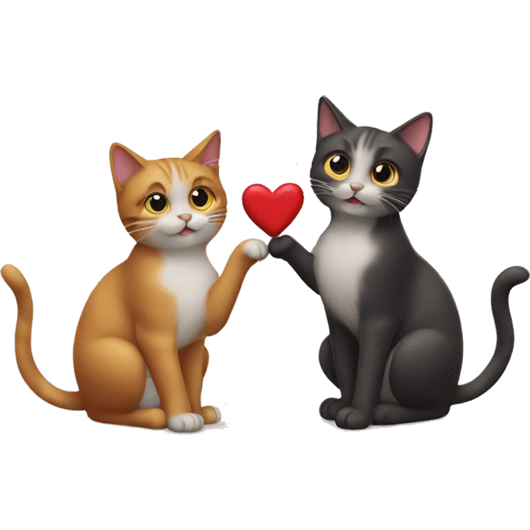 two cat making a heart with their tails emoji