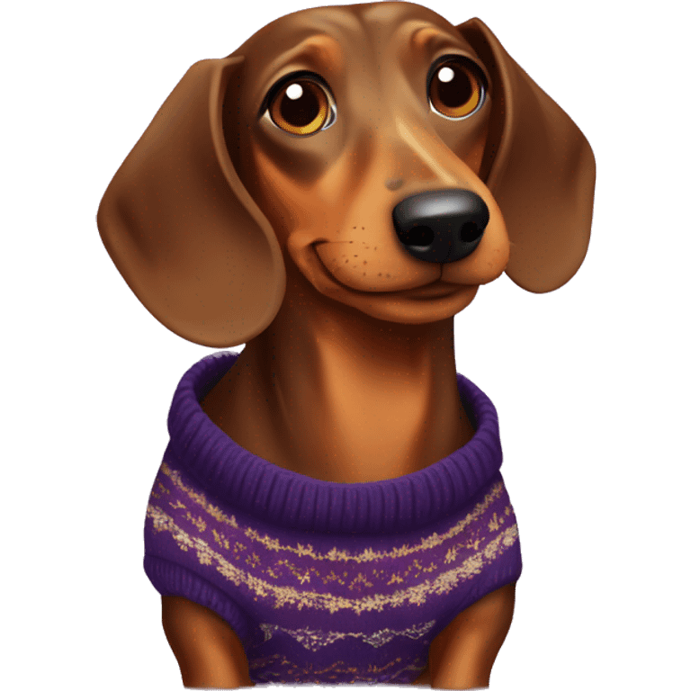 Brown dachshund in a New Year's sweater emoji