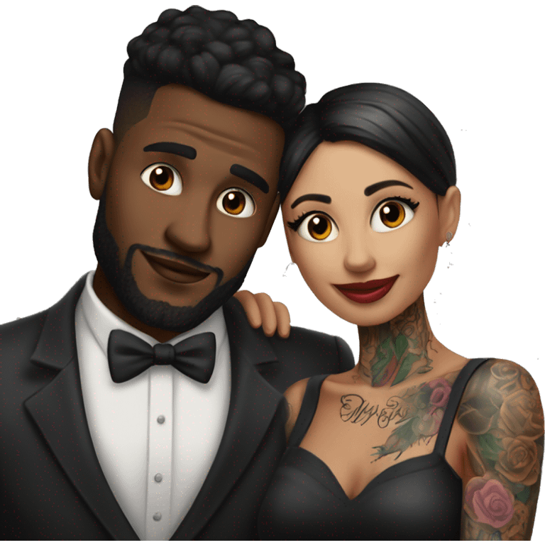 Romantic movie theater date for beautiful tattooed couple emoji