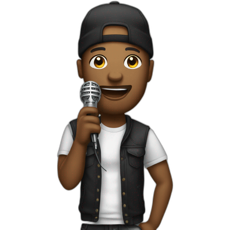 rapper with microphone emoji