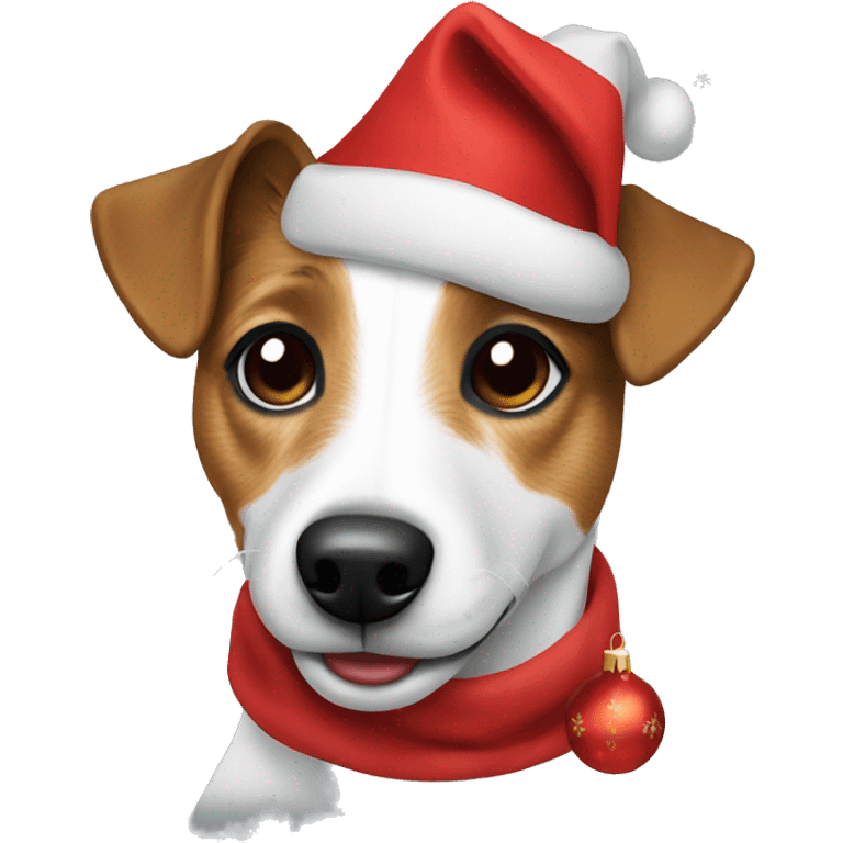 jack russell wearing christmas emoji