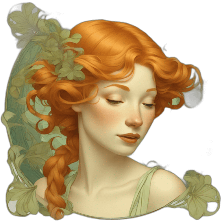 Ginger woman alphonse mucha emoji