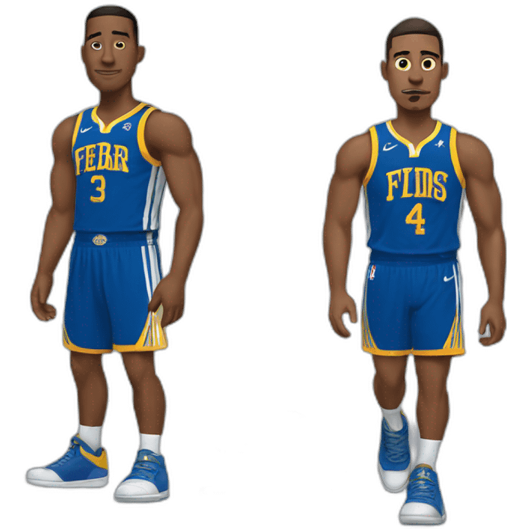 finias and ferb wearing a golden state jersey emoji