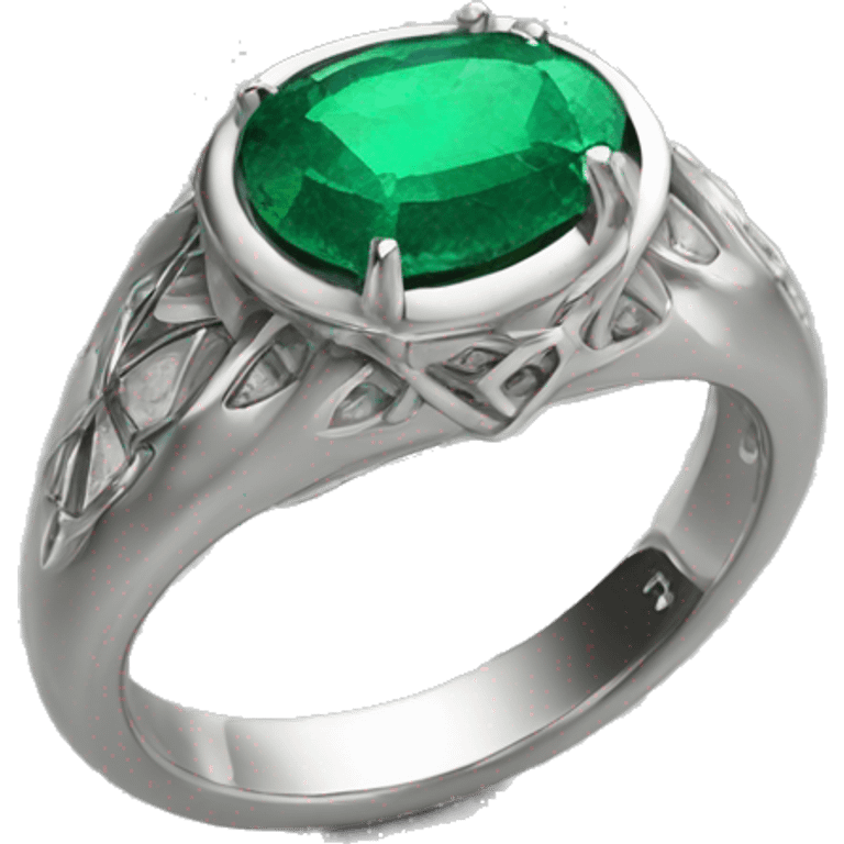 Oval cut emerald ring silver emoji