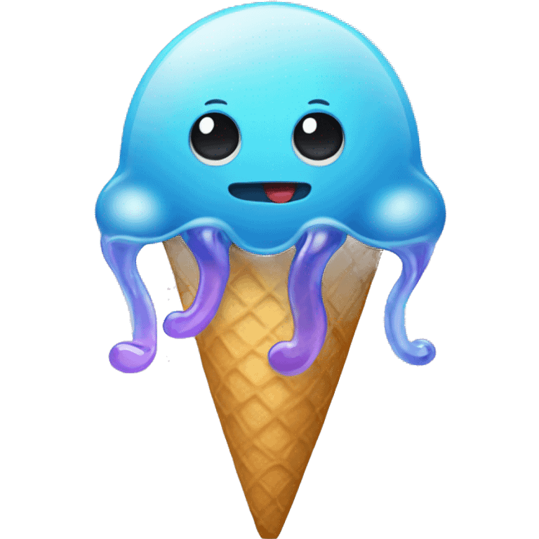 Jellyfish eating ice cream emoji