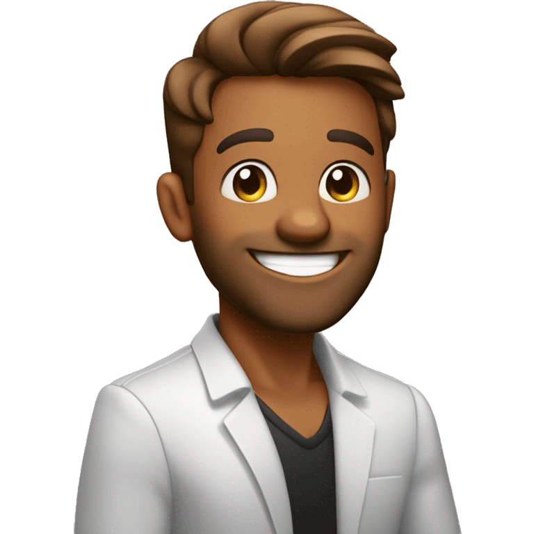 Persona hombre color bronceado pelo liso con serquillo sonriendo con estrellas en los ojos emoji