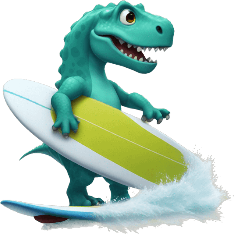 Surfing Dino emoji