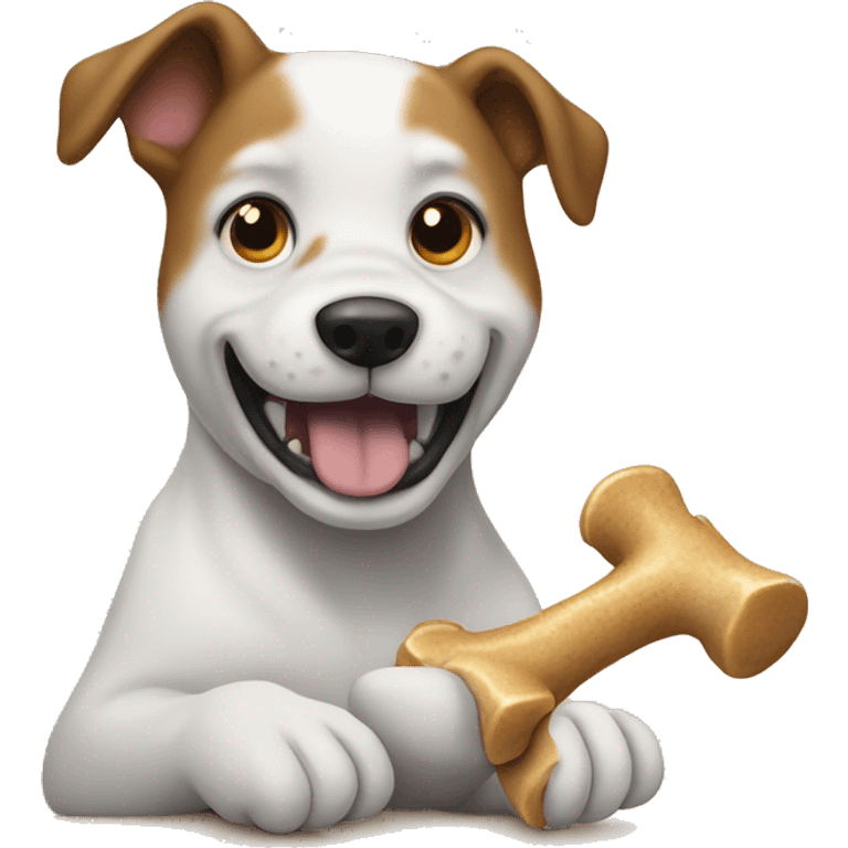 Dog eating bone emoji