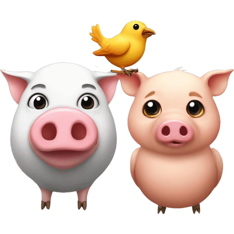 A pig and a bird emoji