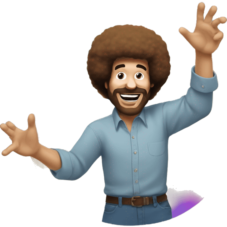 bob ross throwing u rainbow emoji