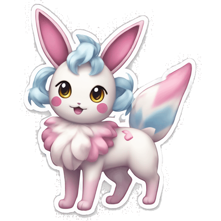 Kawaii Gorgeous Beautiful Shiny Sparkly Sylveon-Pokémon full body sticker emoji