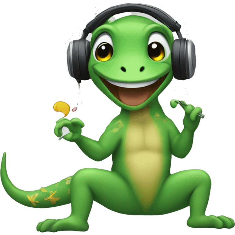 geko escuchando musica en audifonos emoji