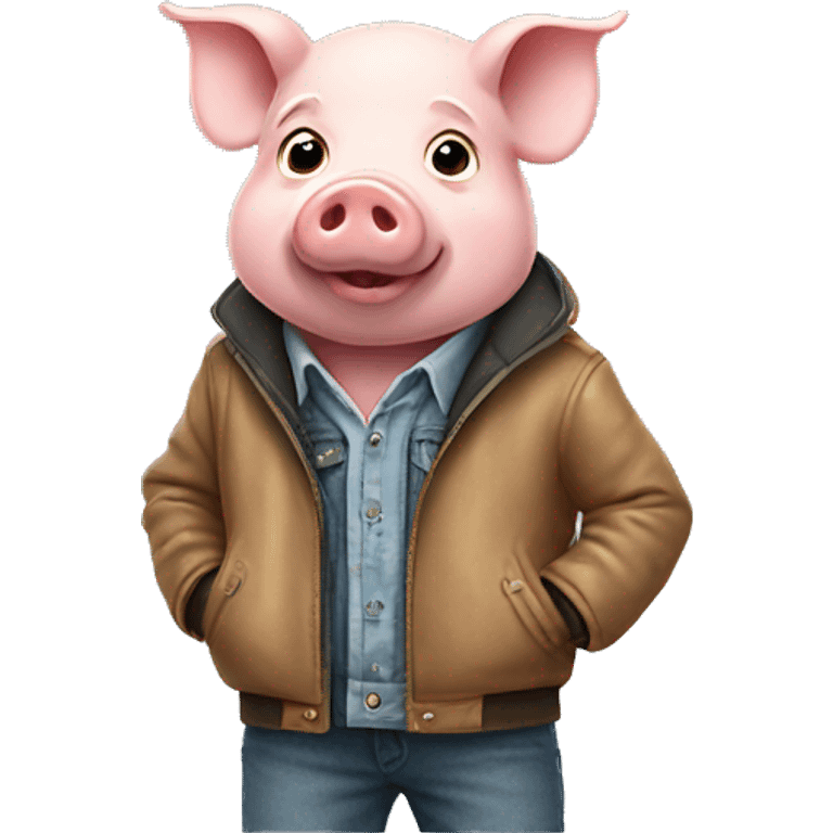 Pig wearing a jacket emoji