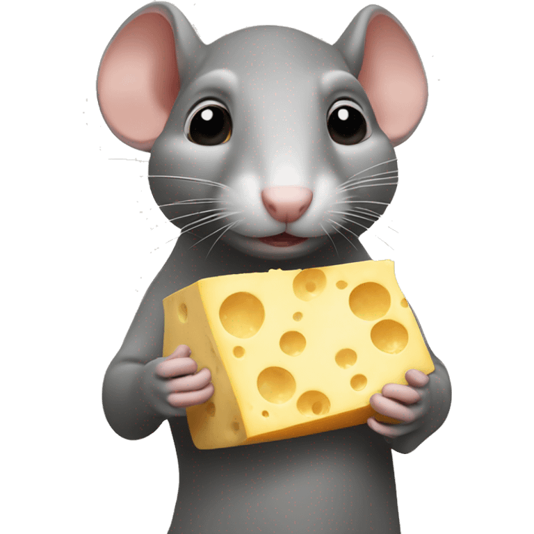 Rat with cheese in hand emoji