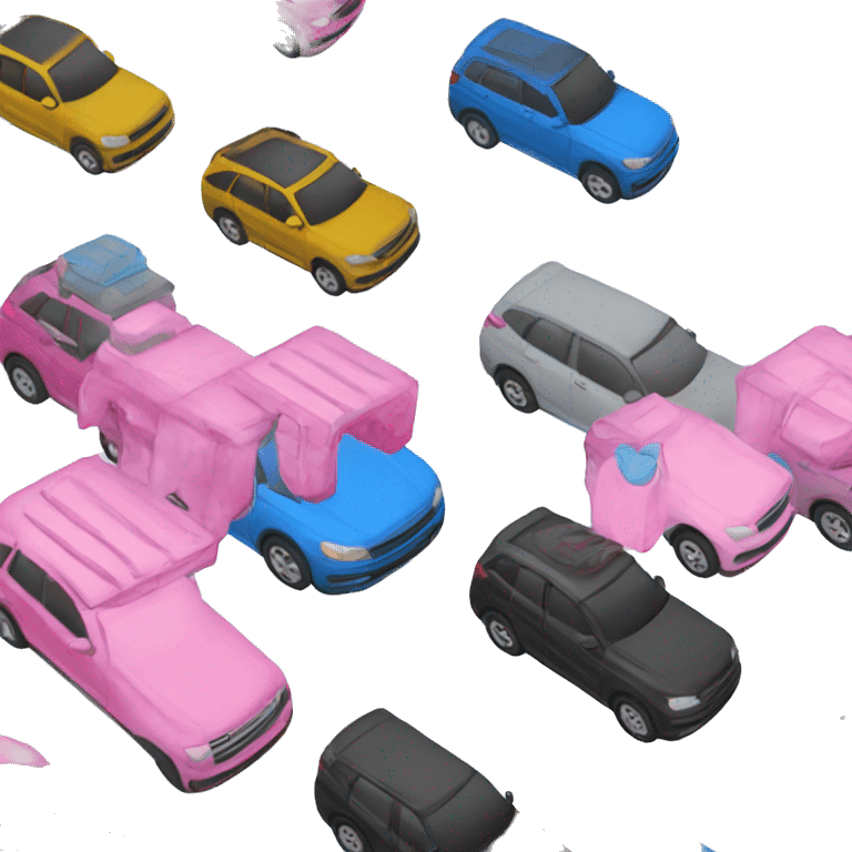 Car and blue and pink are boots emoji