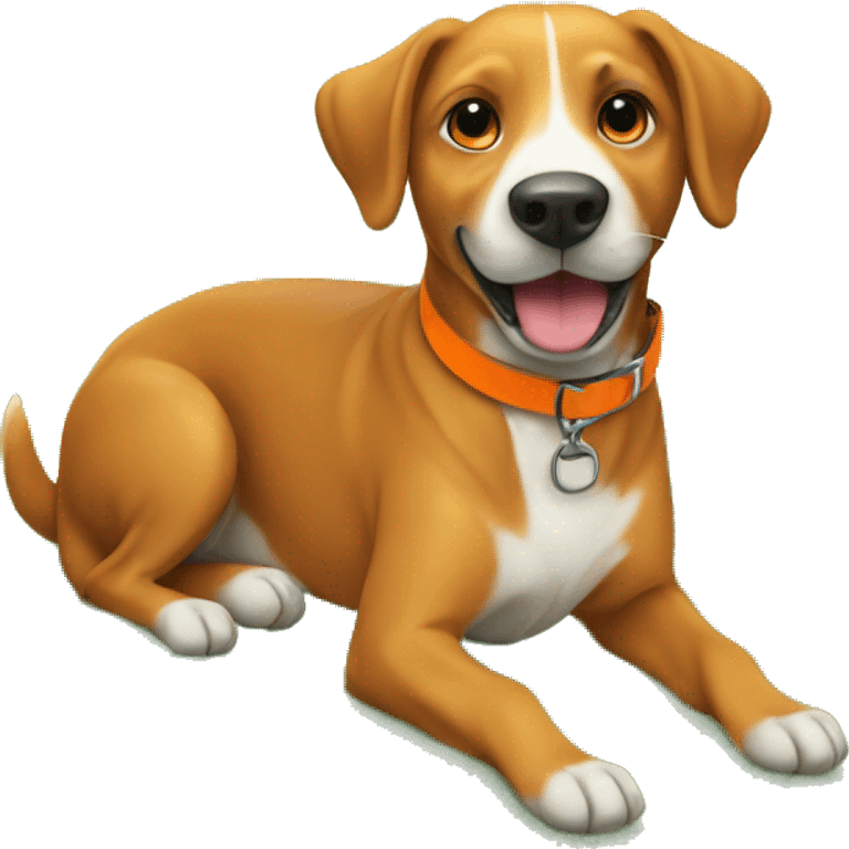 dog with orange collar on grass emoji