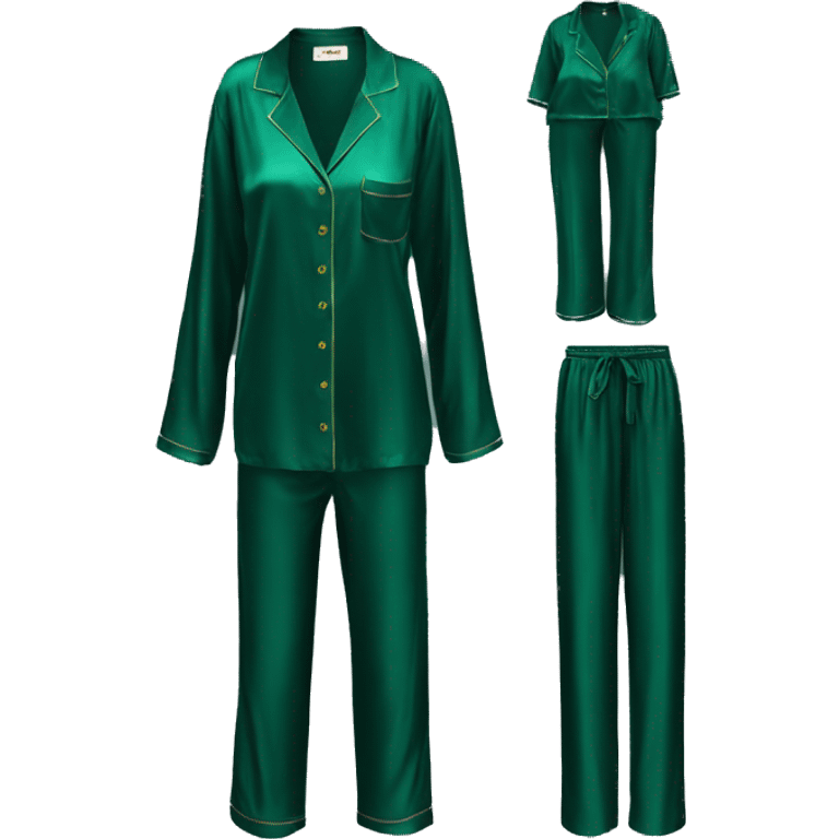 Dark green silk pyjamas set emoji