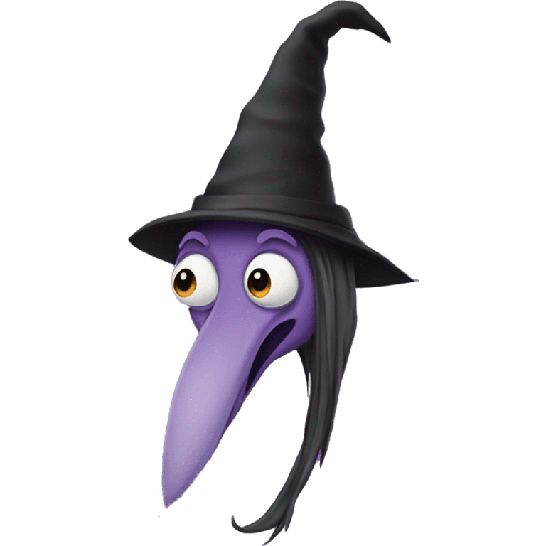 Witch long nose purple background emoji