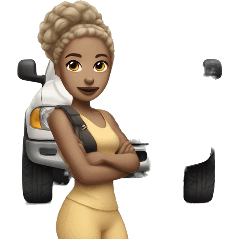 light-skinned beauty with vehicle emoji