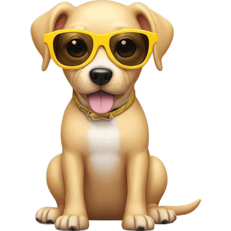 Light pink dog with yellow sunglasses emoji