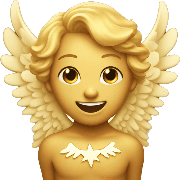 Golden smiling cute Star with angel wings  emoji