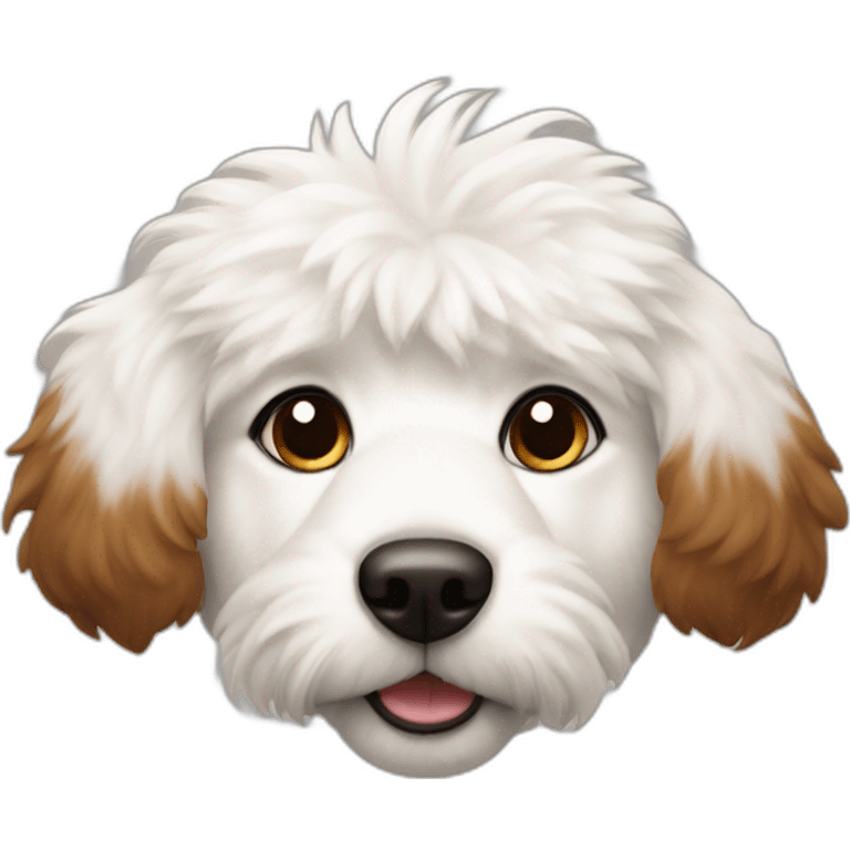 A white fluffy dog with brown-black flap ears emoji