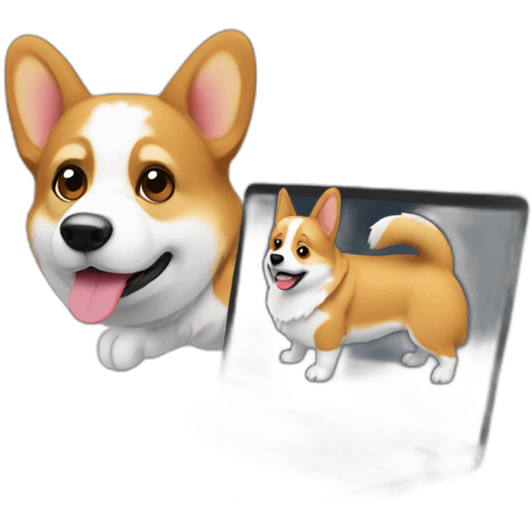 Corgi writing code on a laptop emoji