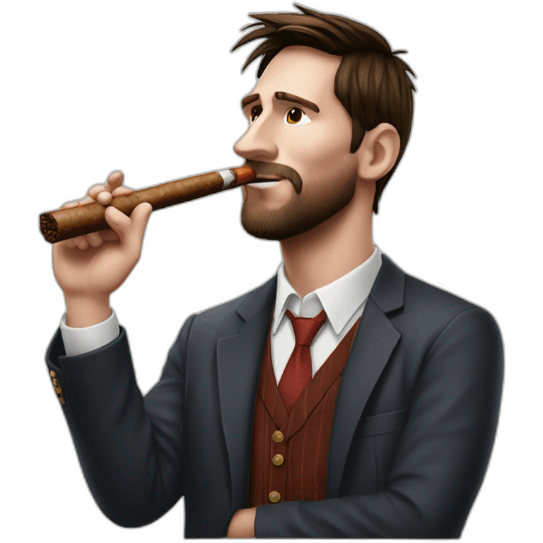 Realistic-Messi-with-big-cigar emoji