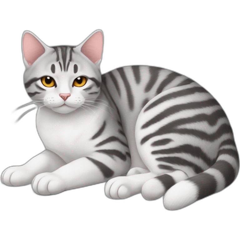 cat-American shorthair-cathandswhole body-lie down-Close your eyes. emoji