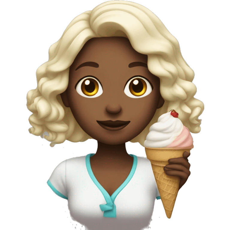 Girl with ice cream emoji