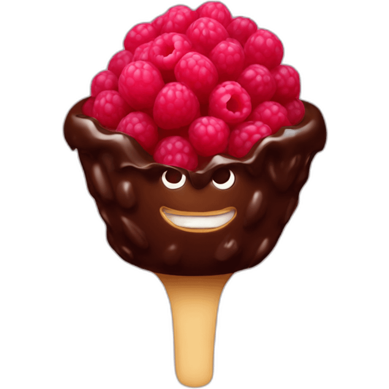 Raspberry covered in chocolate emoji