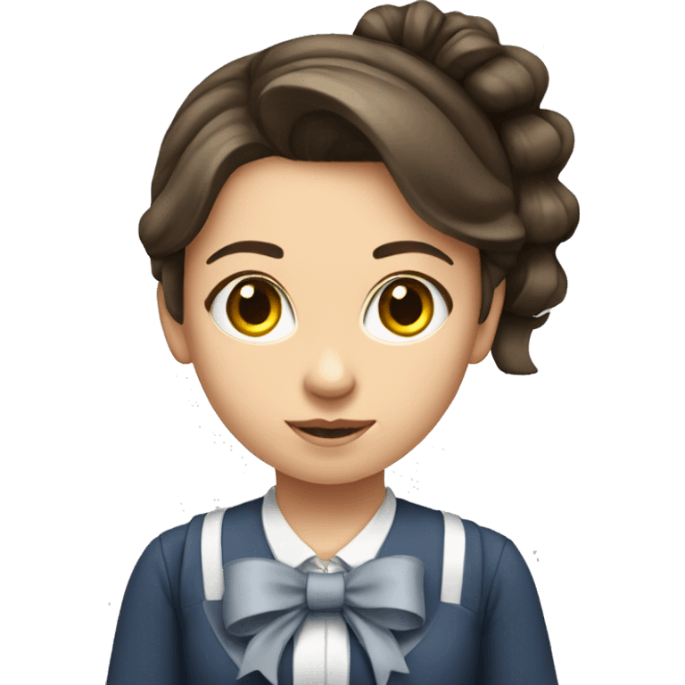 pretty brunette school girl with bow in her hair emoji