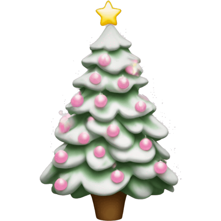 white christmas tree with light pink decorations  emoji