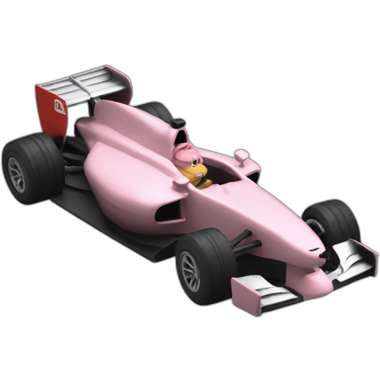 Muscles Pig driving a f1 car emoji