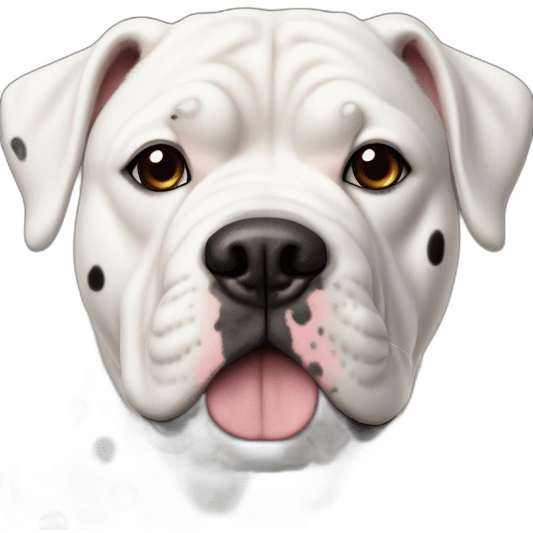 White, American Bull dog, with black spots around eyes and bodies emoji