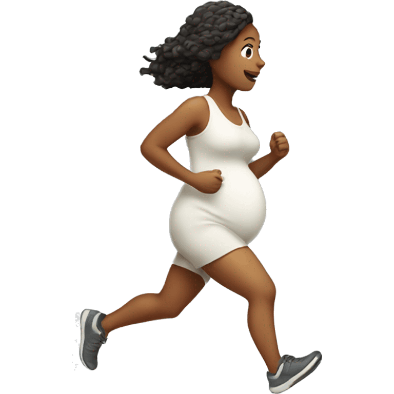 White pregnant lady running  emoji