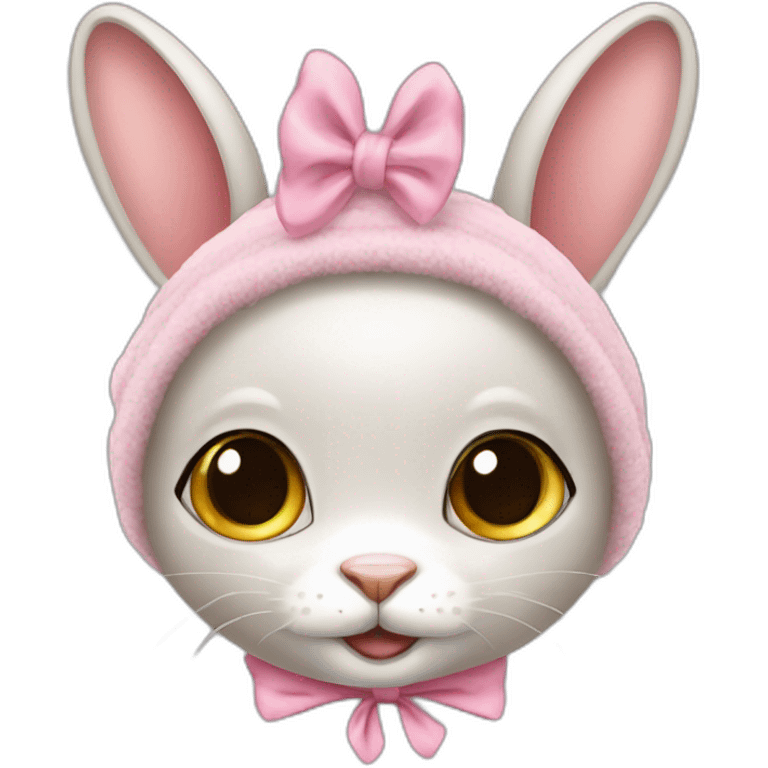 cute feral rabbit with cute pink panties on head emoji